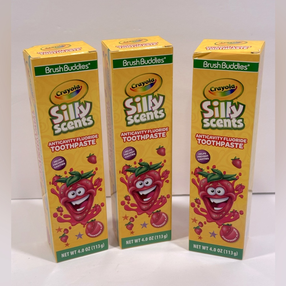 Kids BrushBuddies Crayola Silly Scents Flavored Toothpaste Strawberry Flavored